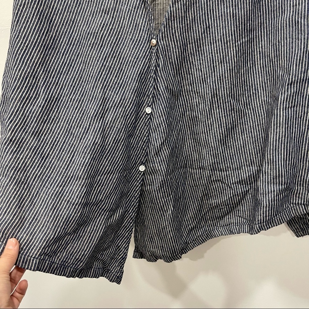 Alternative Button Front Oversized Tie-Front Stri… - image 4